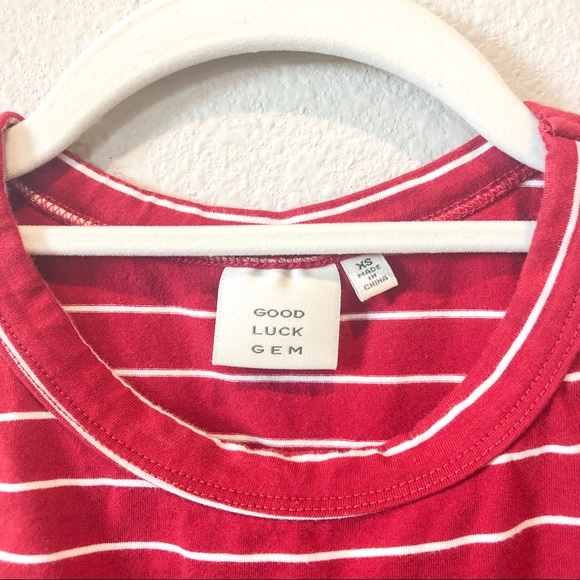 Red Striped Sleeveless Halter Crop Top - Picture 3 of 3